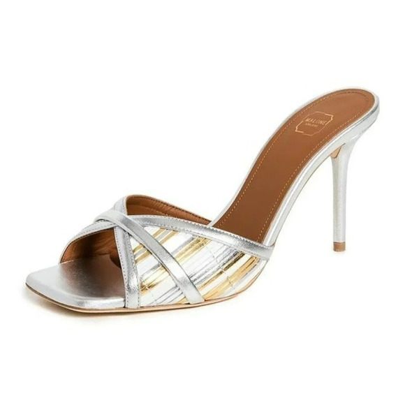Malone Souliers Women's Perla 85 Metallic Mules Sandals Size 36.5 EU (MSRP $695) - Picture 1 of 11